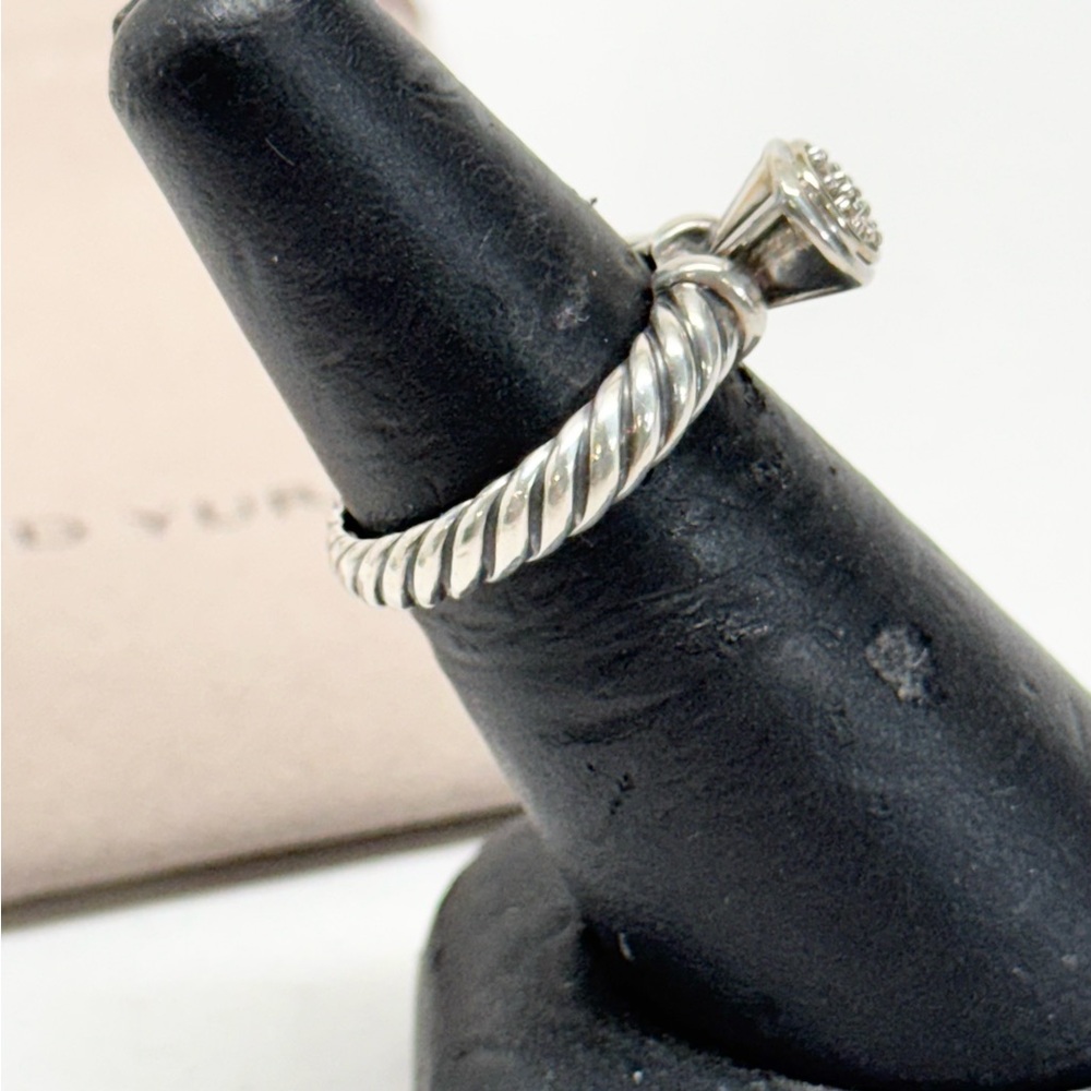 David Yurman .925/18K White Gold Diamond Cable Band Ring - Picture 3 of 8